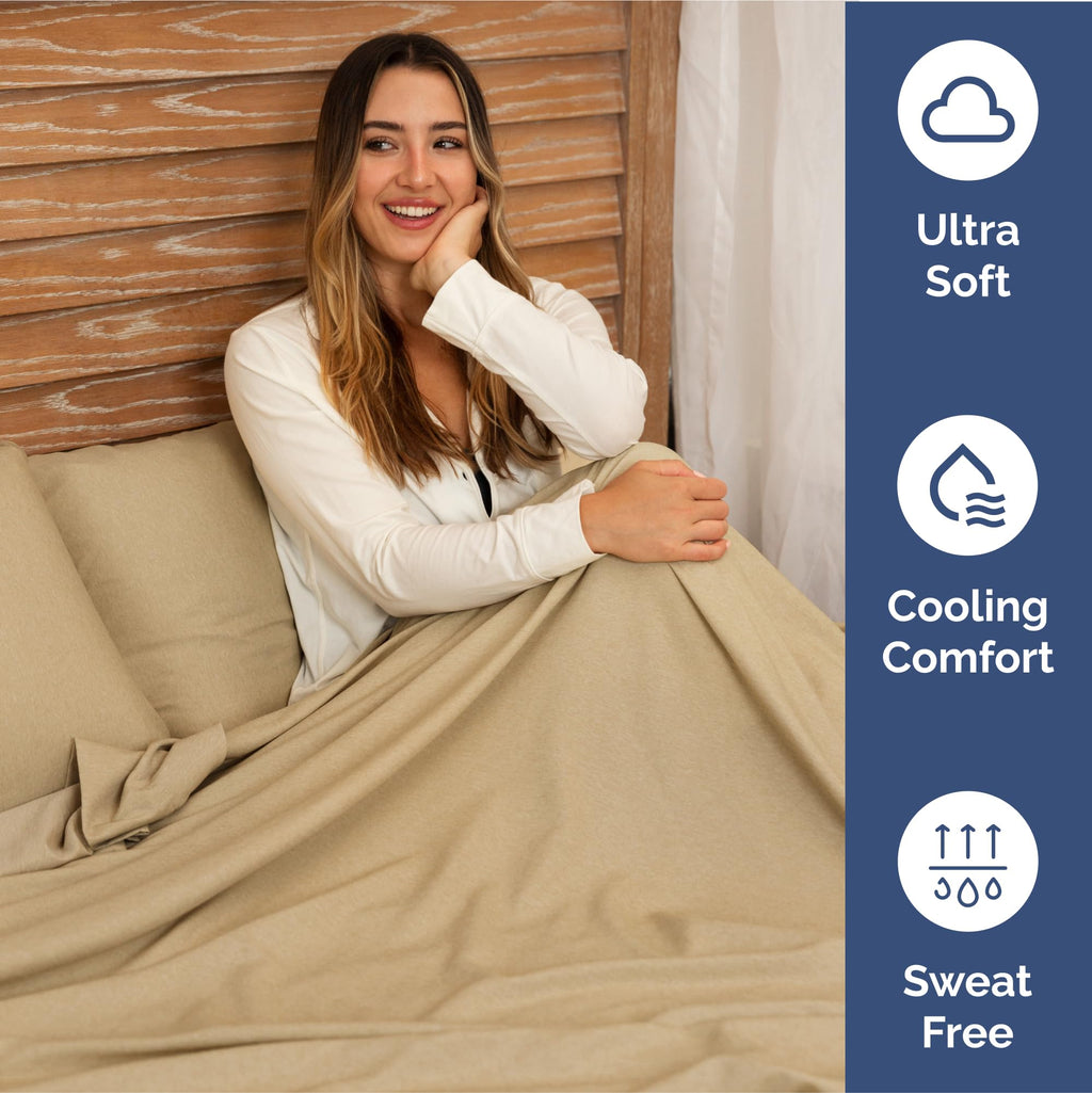 Extra Deep Pocket King Sheets - 4 Piece Breathable & Cooling Bed Sheets - Hotel Luxury Bed Sheet Set - Soft, Wrinkle Free & Comfy - Easily Fits Extra Deep Mattresses - Deep Pocket Heathered Tan Sheets