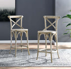 Modway Gear X-Back Wood Counter Bar Stool In Gray