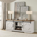 Wampat 75 In Farmhouse Tv Stand With Sliding Barn Door,Wood Entertainment Center With Storage For Living Room, Antique White