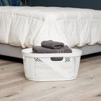 Mind Reader 40L Laundry Basket, Clothes Hamper, Ventilated, Plastic, 23''L X 14.5''W X 10.5''H, Set Of 2, White