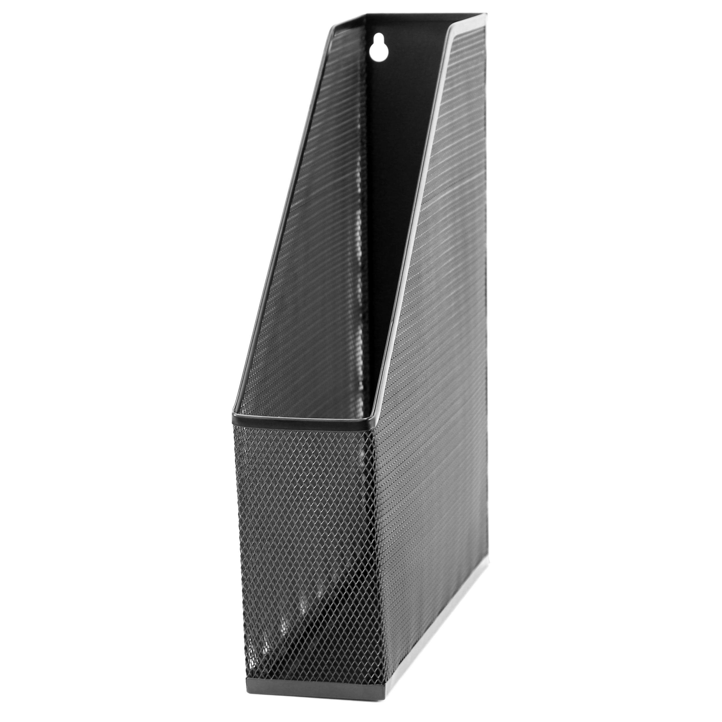 U Brands Mesh Steel Magazine File Holder, 12.5'' x 9.8'' x 3'', Black