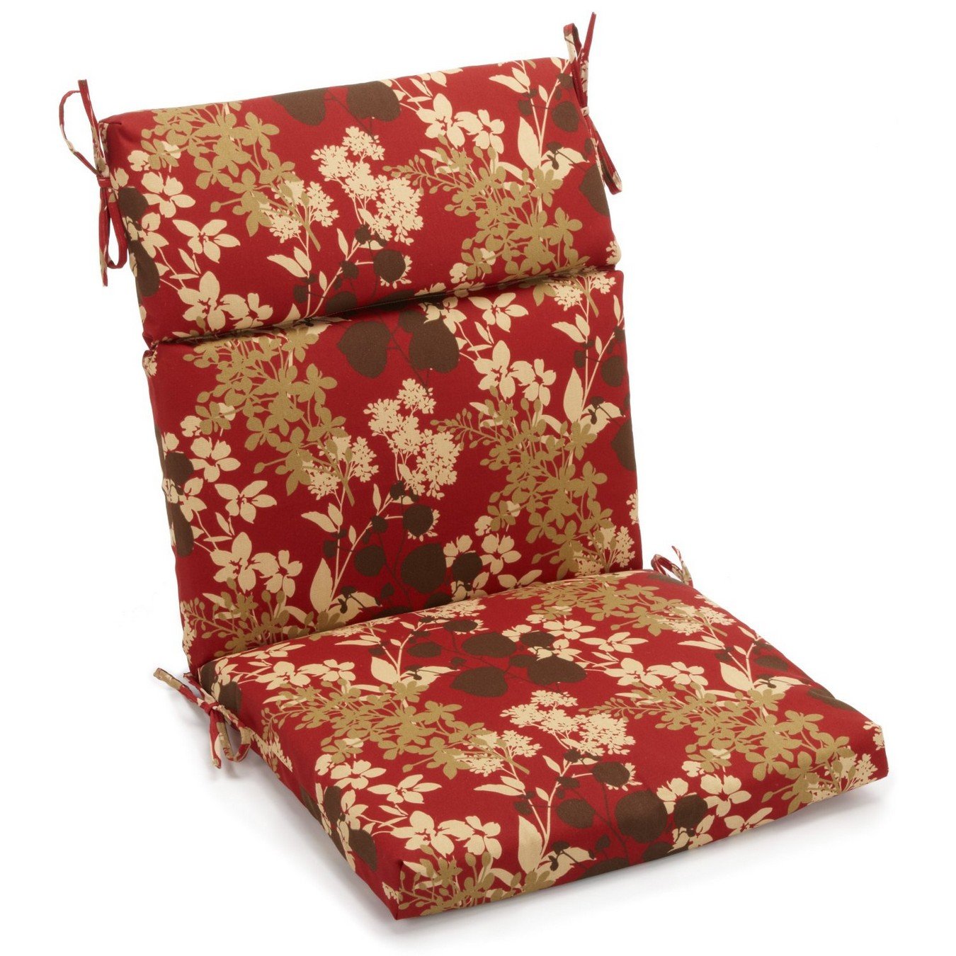 Blazing Needles Spun Polyester Patterned Outdoor Squared Seat/Back Chair Cushion, 18 x 38, Montfleuri Sangria