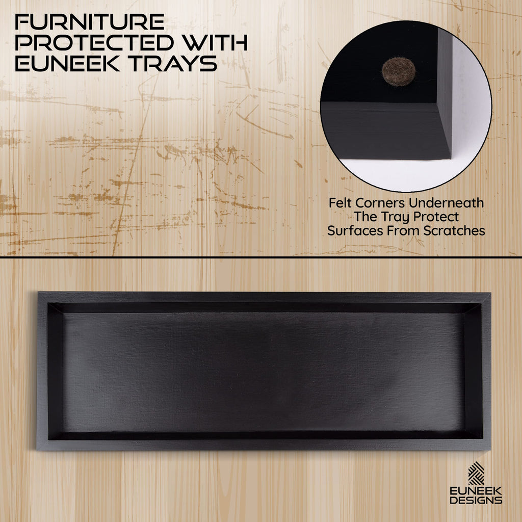Black Wood Tray - Vanity, Bathroom Toilet Tank Tray, Countertop Organizer, Perfume Or Jewelry Storage, Candles Or Diy Decor Proj