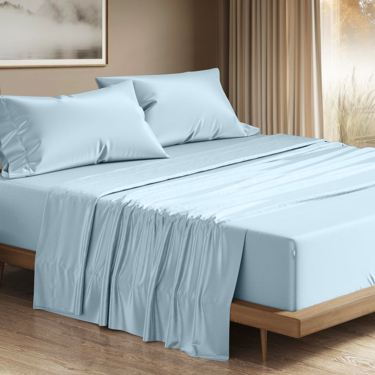 Thread Spread Egyptian Cotton Sheets King Size - 1200 Thread Count 4 Pc King Sheets Set Egyptian Cotton, Luxury Sheets King Size