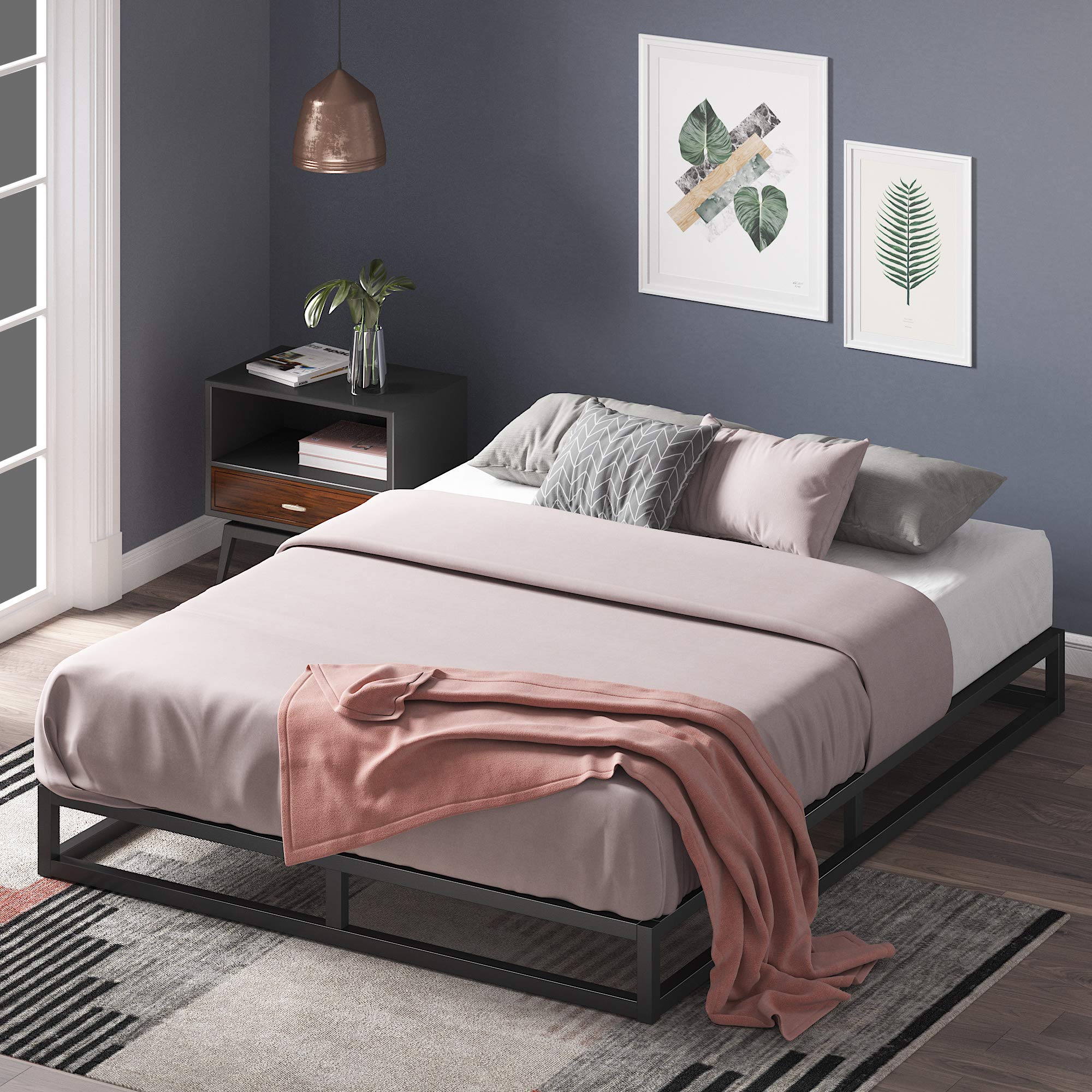 ZINUS Joseph 6 inch Metal Platform Bed Frame, Mattress Foundation, Wood Slat Support, No Box Spring Needed, Sturdy Steel Structu