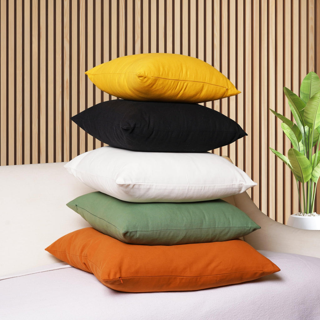 Rely+ Cotton Throw Pillow Covers Rust 24X24 Inchs Set Of 2 Orange Decorative Zippered Cases For Couch Bedroom Sofa Farmhouse Liv