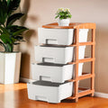Kuber Industries MultiPurpose 4Layer Plastic Drawer Storage Organiser | Durable & Modular Kitchen & Toy Organizer For Kids Roo