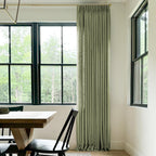 Twopages Double Layer Lined Curtain Olive Linen Blend Light Filtering Pinch Pleat Curtain For Kitchen, Room Darkening Window Tre