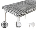 Toptablecloth 4Ft 48 X 24 Inch Black Patterned Rectangle Picnic Table Cover Elastic Tablecloth On The Corner For Folding Table Outdoor Tablecloths Plastic Vinyl Waterproof Stay Put Party Birthday Home