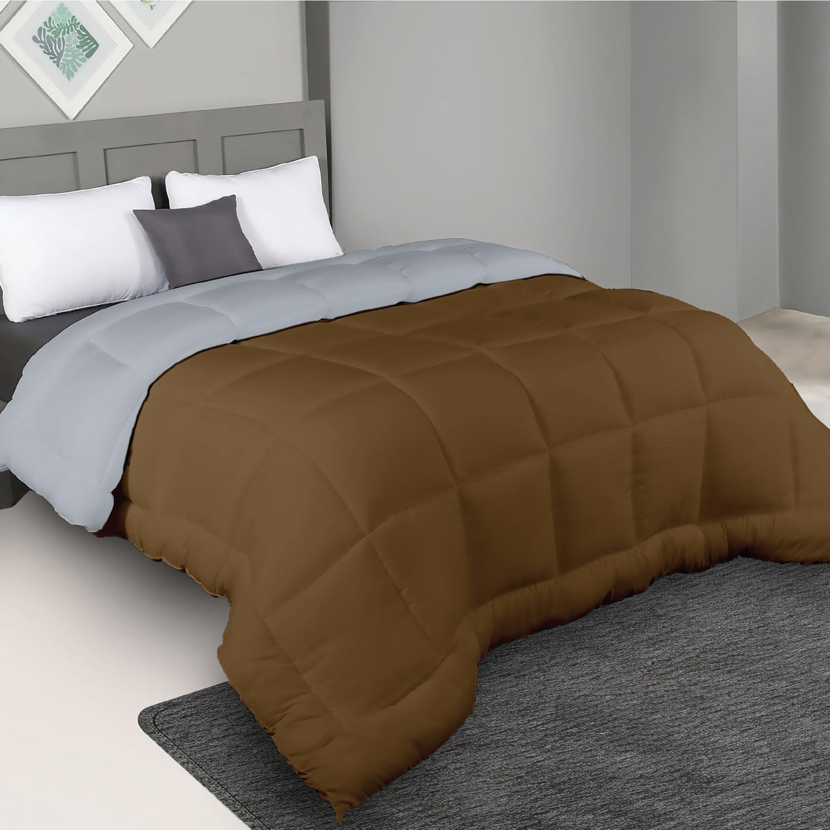 bien LIVING Plush Reversible Microfiber Comforter Double Bed | 220 GSM | Blanket, Quilt, Duvet, 110 GSM Peached Extra Soft Micro