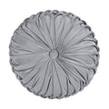 Lush Decor Round Pleated Soft Velvet Decorative Throw Pillow, 1 Count, 15' Diameter, Dark Gray - Plush Round Pillow, Seat Cushi