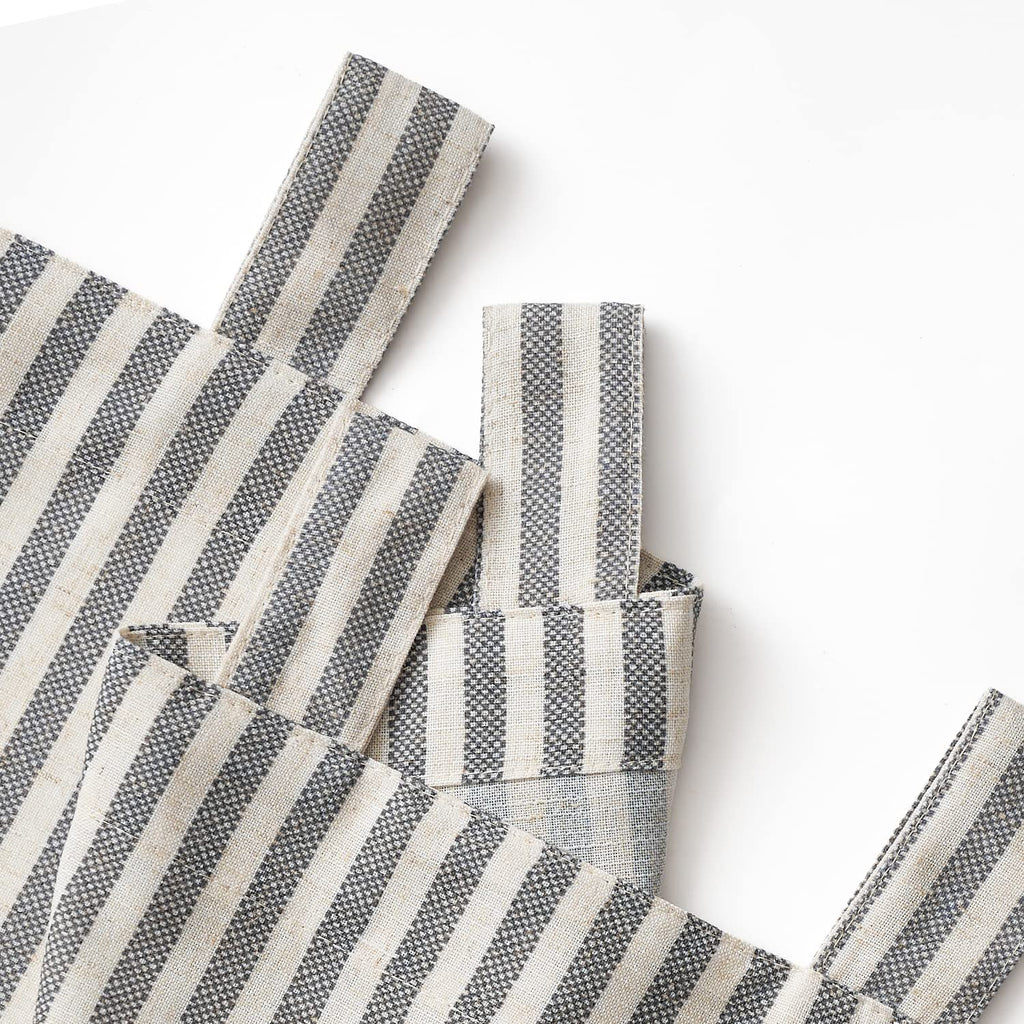 Jinchan Kitchen Curtains Linen Striped Tier Curtains 36 Inch Length Ticking Stripe Cafe Curtains Pinstripe Farmhouse Small Window Curtains Tab Top For Living Room Bathroom Rv 2 Panels Black On Beige