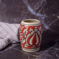 India Meets India Handmade Ceramic Toothbrush Holder/Toothpaste Holder Stand/Bathroom Accessories Set, Best for Gifting, Made by