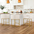 LUE BONA 27'' H Counter Height Bar Stools Set of 3, Modern Barrel Counter Stools with Backrest and Arms, Gold Metal Frames, Line