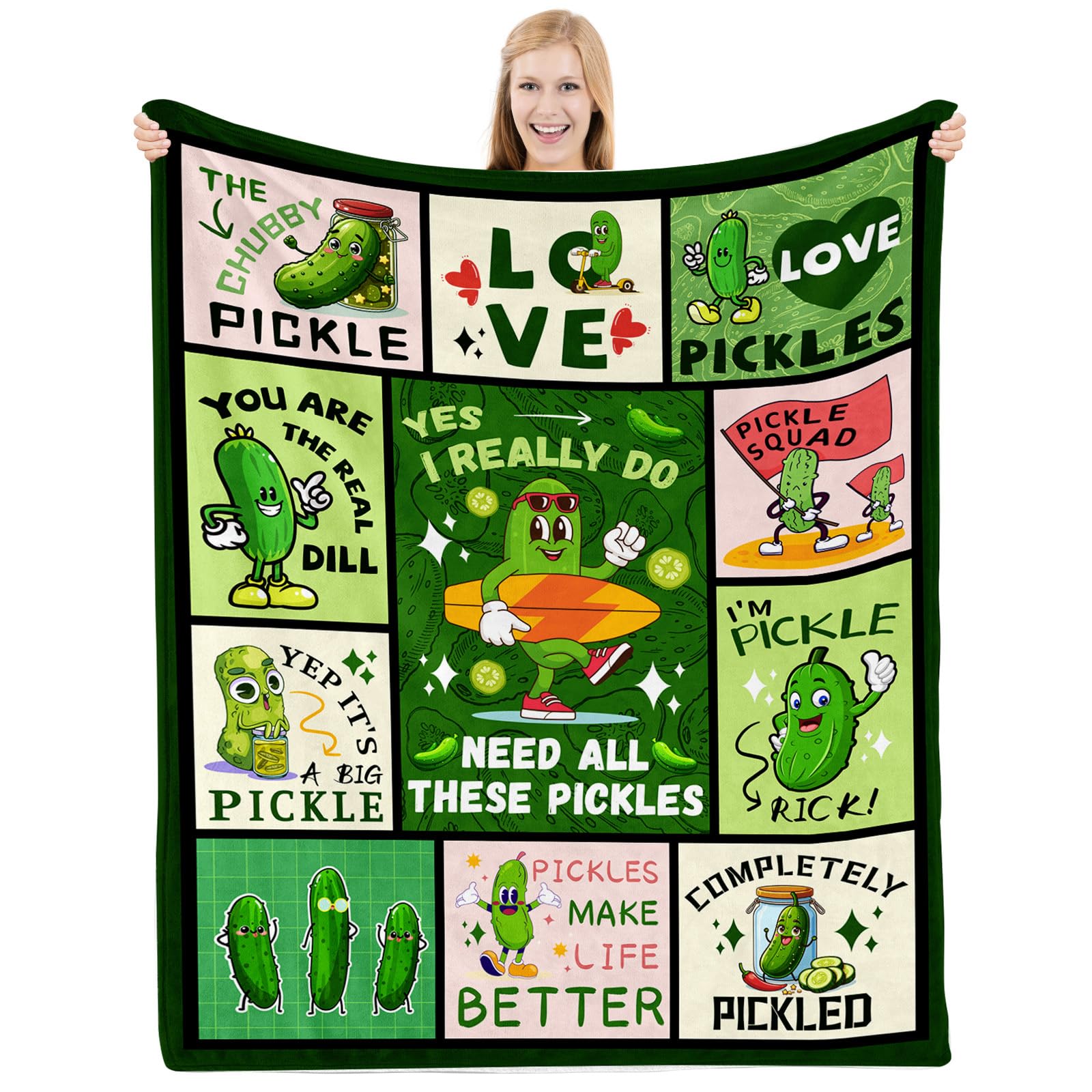 Piufam Pickle Blanket - Themed Gifts For Pickle Lovers, Funny Blanket For Birthdays, Christmas, Thanksgiving - 60X80 In