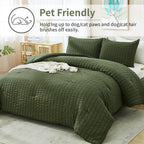 Avelom Dark Olive Green Seersucker Twin Comforter Set (68X90 Inches), 2 Pieces-100% Soft Washed Microfiber Lightweight Comforter With 1 Pillowcase, All Season Down Alternative Bedding Set