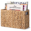 StorageWorks Hand-Woven Magazine Holder, Magazine Wicker Basket for Bathroom, Office, Rattan Magazine Holder, Natural Water Hyac