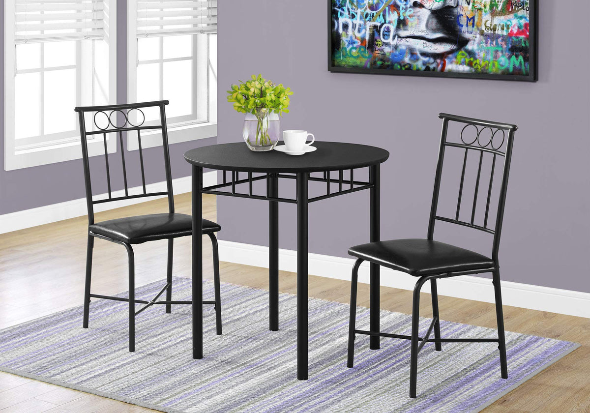 HomeRoots Metal,Foam,Leather-Look Dining Set - 3PCS Set/Black Metal and TOP