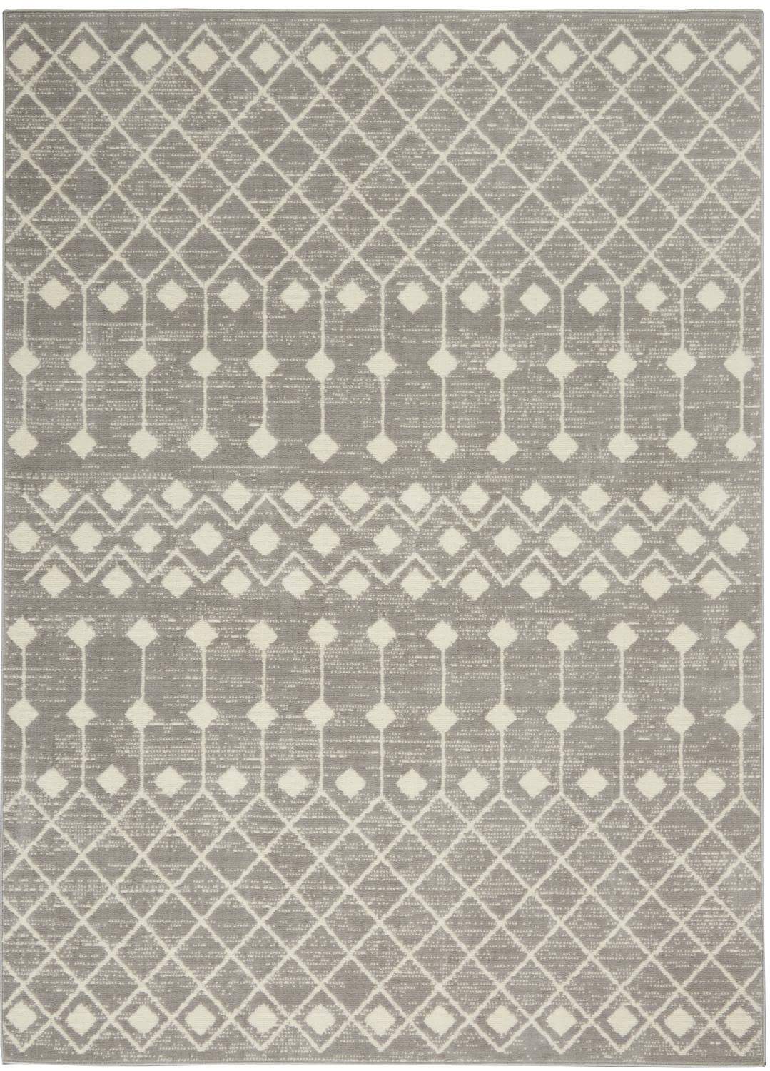 Nourison Grafix Moroccan Grey 7' X 10' Area Rug, Easy Cleaning, Non Shedding, Bed Room, Living Room, Dining Room, Kitchen (7X10)