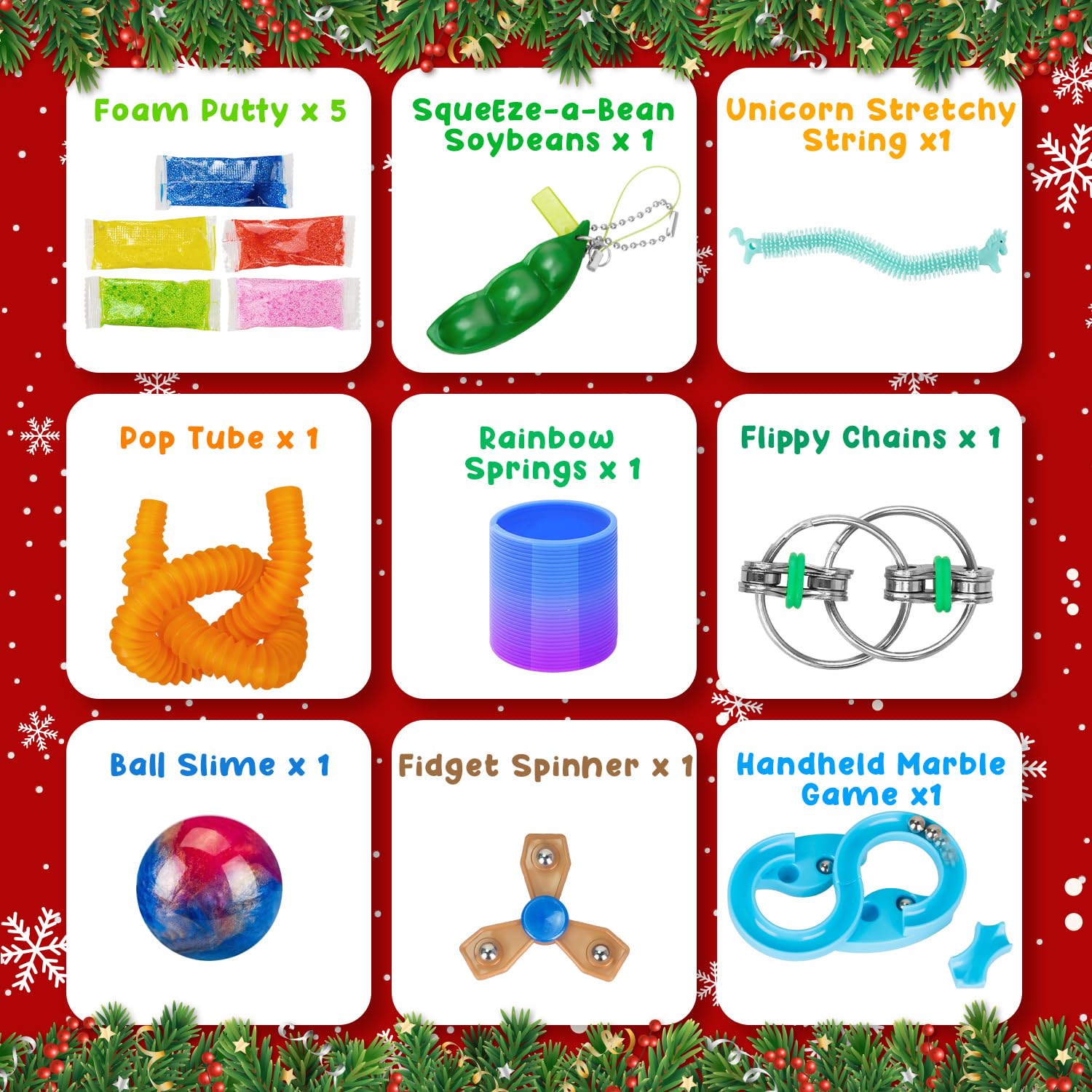 Hellojoy Christmas Pop Fidgets Advent Calendar 2024 For Boys Girls, 24 Days Countdown Calendar Push Pop Bubble Set Sensory Toys