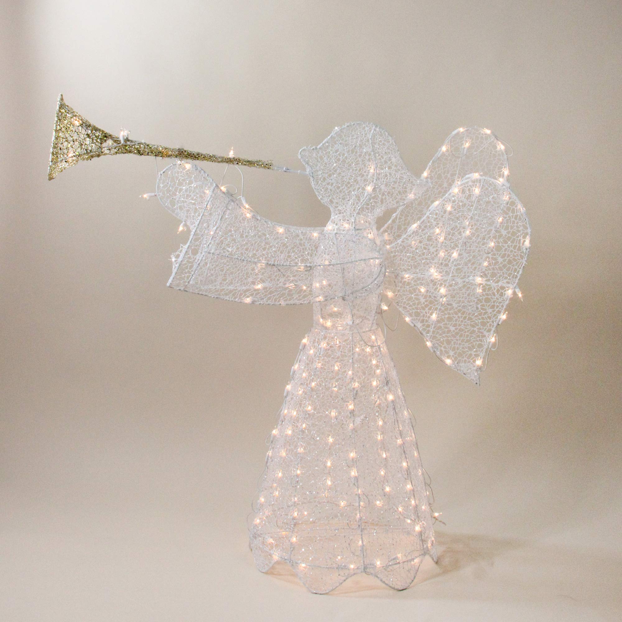 Northlight Lighted 3D Trumpeting Angel Outdoor Christmas Decoration - 44 - Clear Lights