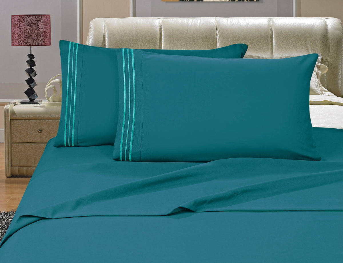 Elegant Comfort Luxury Wrinkle,Fade And Stain Resistant 1500 Thread Count Egyptian Quality 4-Piece Bed Sheet Set, Deep Pocket, Q