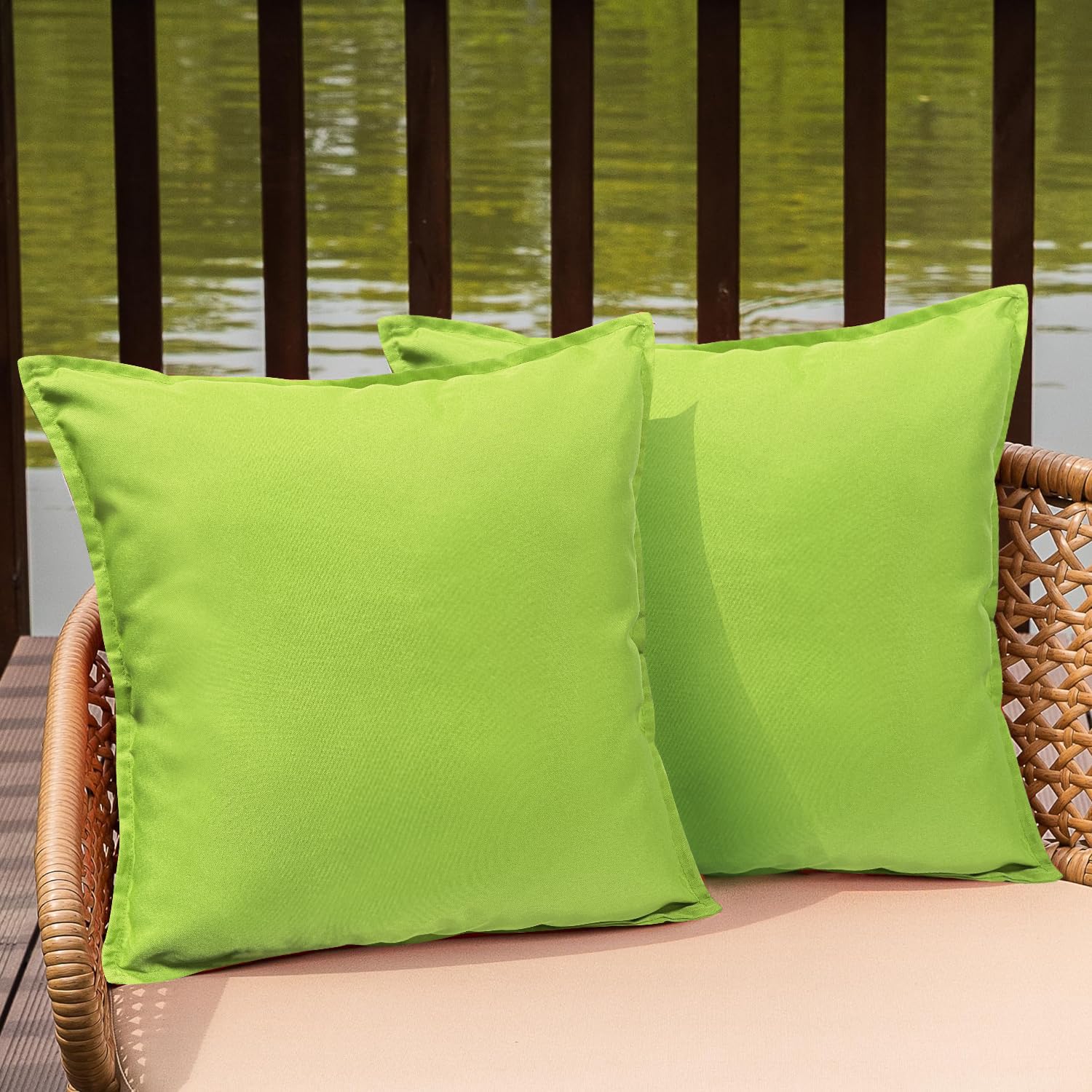 Wokani Outdoor Waterproof Pillow Covers 20X20 Set Of 2 Sunbrella Decorative Square Solid Couch Pillow Covers With Wide Edge For