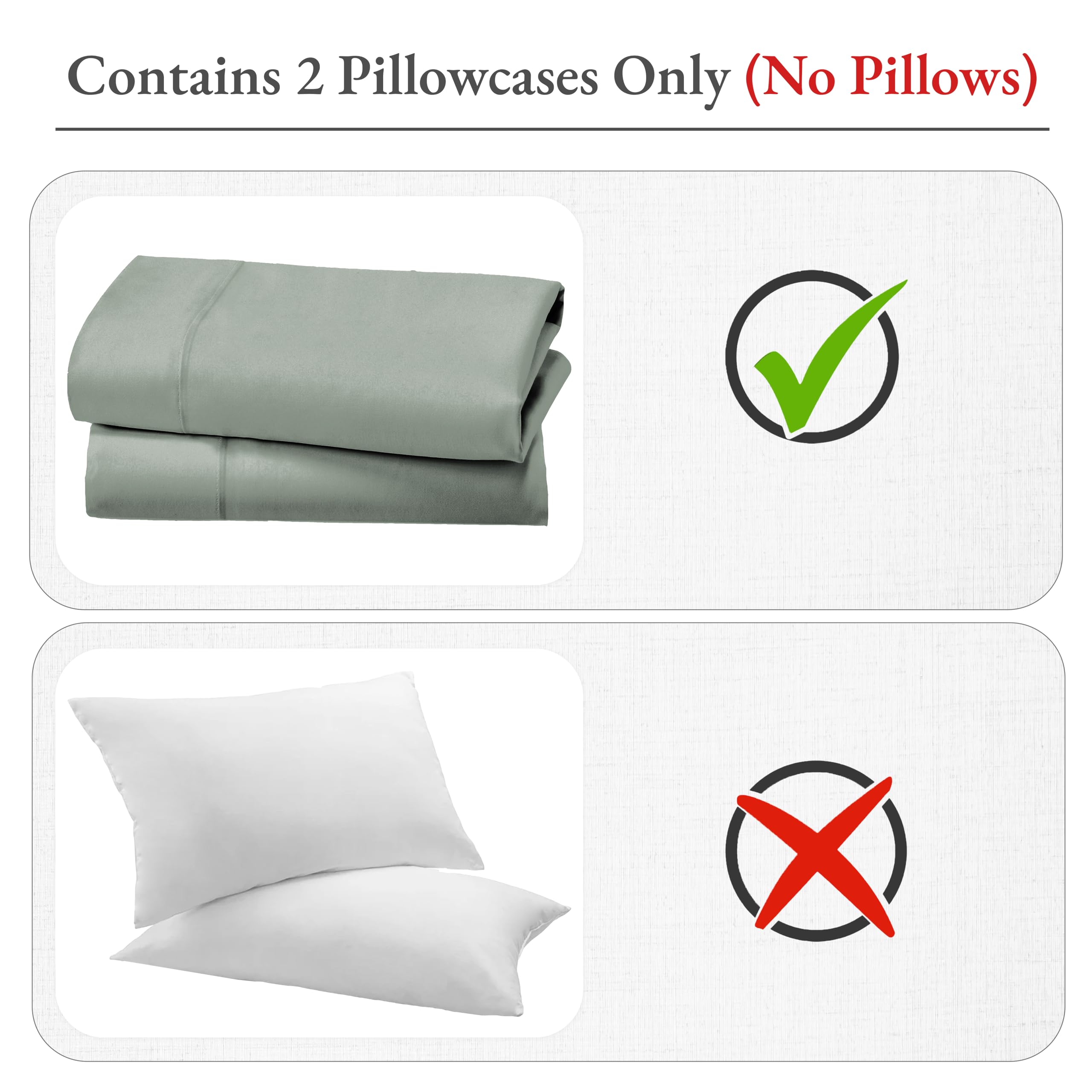 California Design Den 100% Cotton Pillowcases, Pillow Case Set Of 2, Fits Standard & Queen Pillows, Luxury 400 Thread Count Sateen Pillowcases, Match With Our 400 Thread Count Sheets (Sage Green)