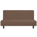 Easy-Going Stretch Futon Slipcover Armless Futon Bed Cover Furniture Protector Without Armrests With Elastic Bottom For Kids, Soft Jacquard Fabric Small Checks (Large, Brown)