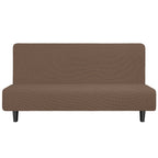Easy-Going Stretch Futon Slipcover Armless Futon Bed Cover Furniture Protector Without Armrests With Elastic Bottom For Kids, Soft Jacquard Fabric Small Checks (Large, Brown)