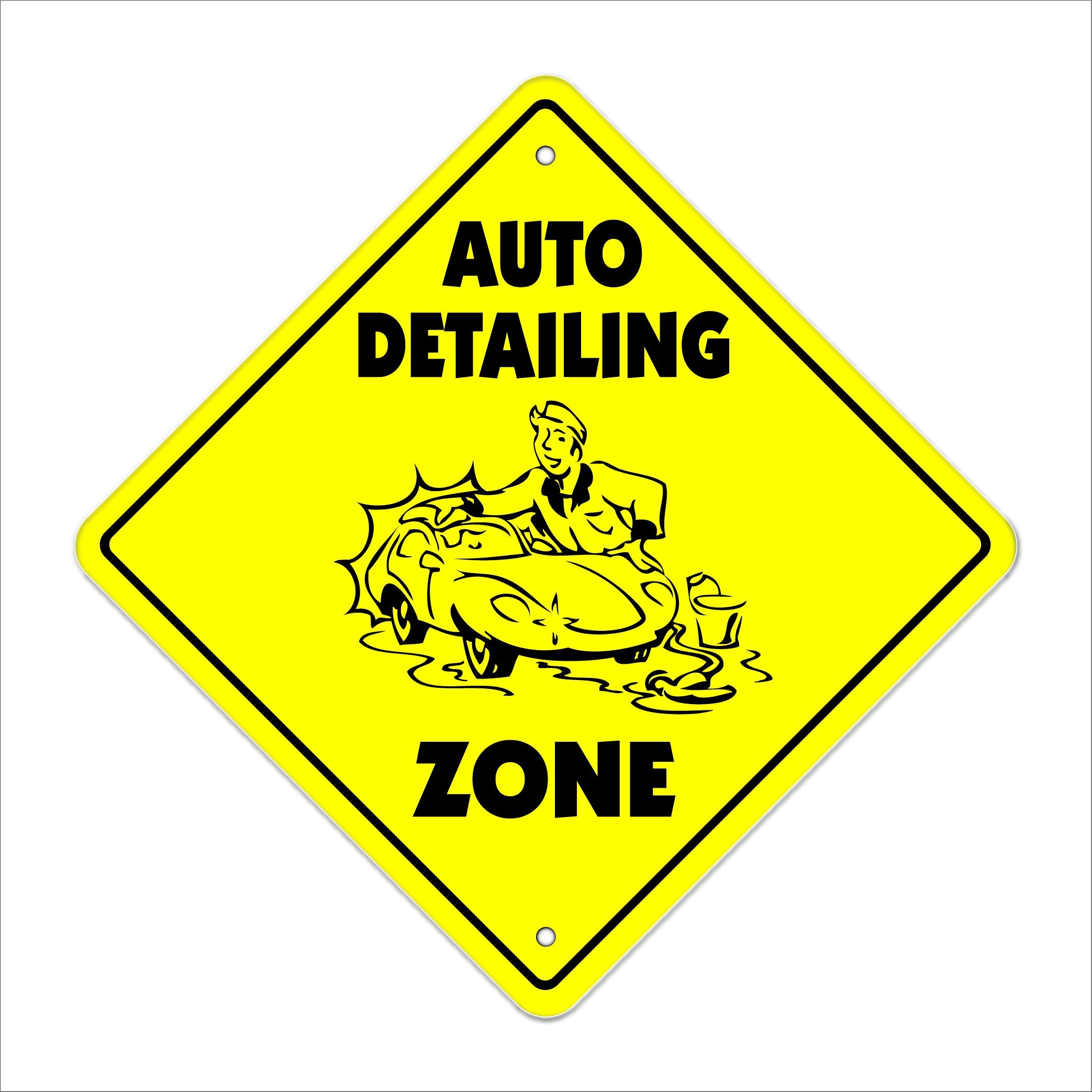 Auto Detailing Crossing Sign Zone Xing | Indoor/Outdoor | 12'' Tall Plastic Sign car cleaner detail wax wash