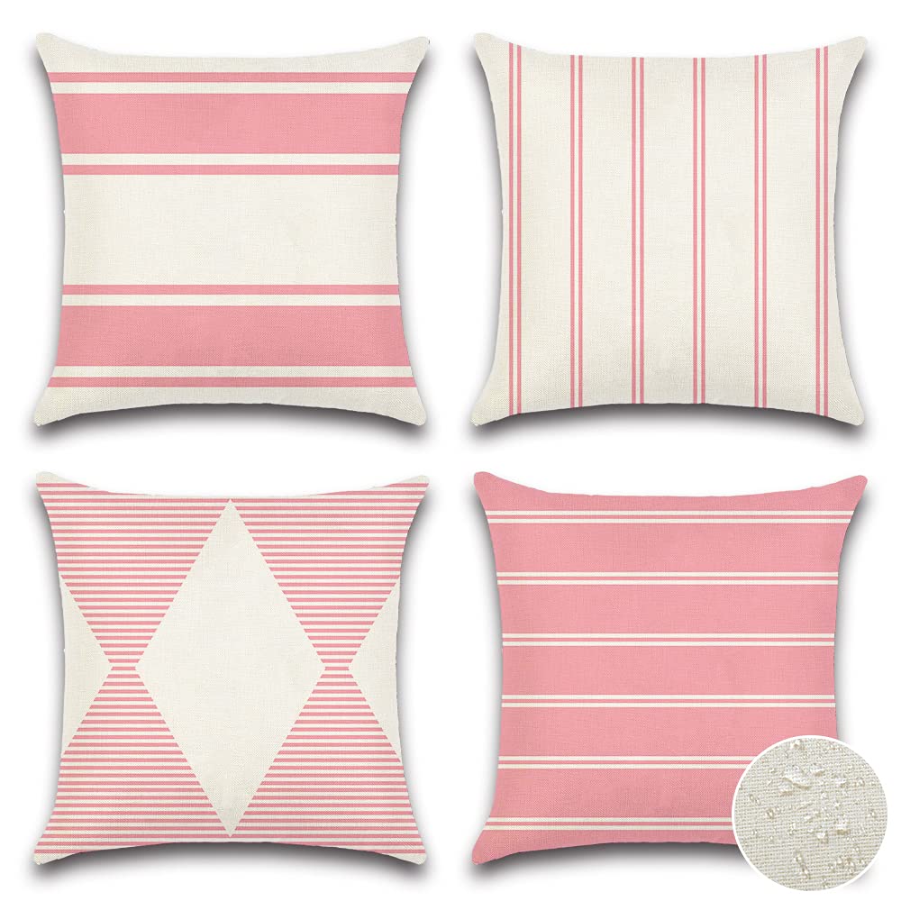 Otostar Outdoor Waterproof Pillow Covers 18X18 Inch Geometry Decorative Throw Pillow Cases Square Modern Cushion Case Garden Thr