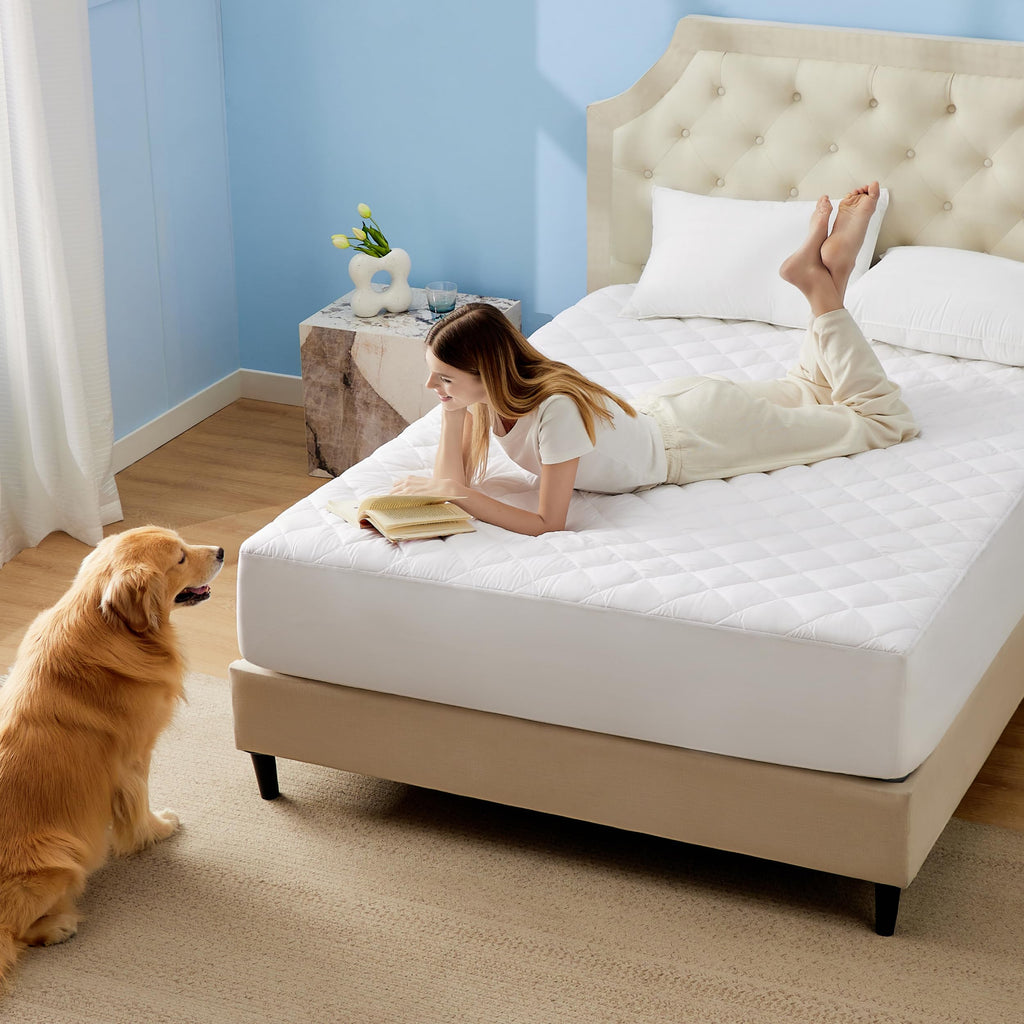 Bedsure Queen Mattress Protector, Quilted Waterproof Mattress Protector With Deep Pocket Up To 22 Inches, Soft Breathable Noiseless Bed Pad Topper, Queen Bed Cover For Home, Bedroom, Hotel ?White