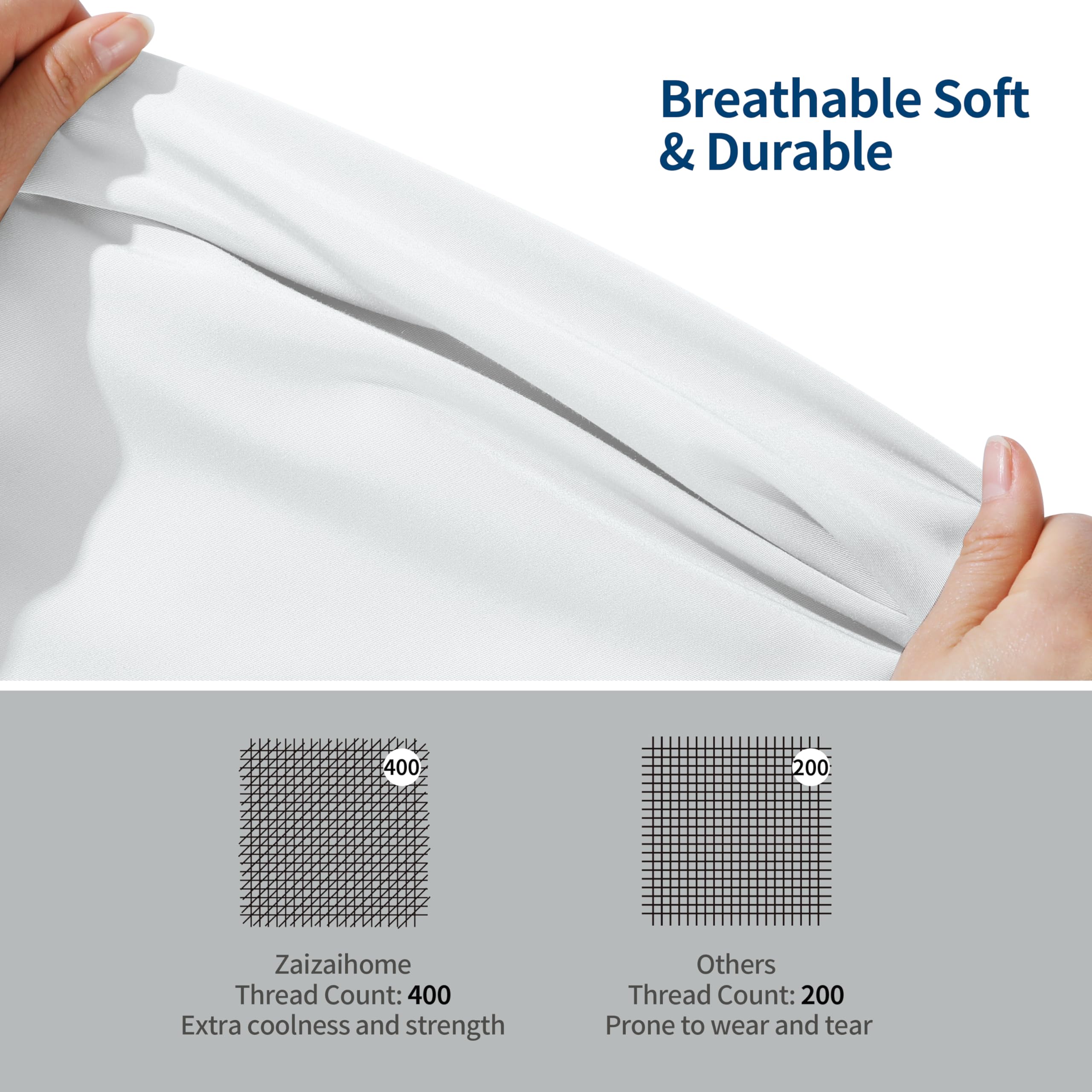 Zaizaihome Bamboo Viscose Cooling Fitted Sheet, Twin XL, 400 Thread Count, 16 Deep Pocket, Silky Soft, Breathable, White