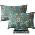 Fadfay Twin Sheets Shabby Vintage Floral Bed Sheet Percale Cotton Chic Teal Blue Orange American Country Style Bedding Luxury Su