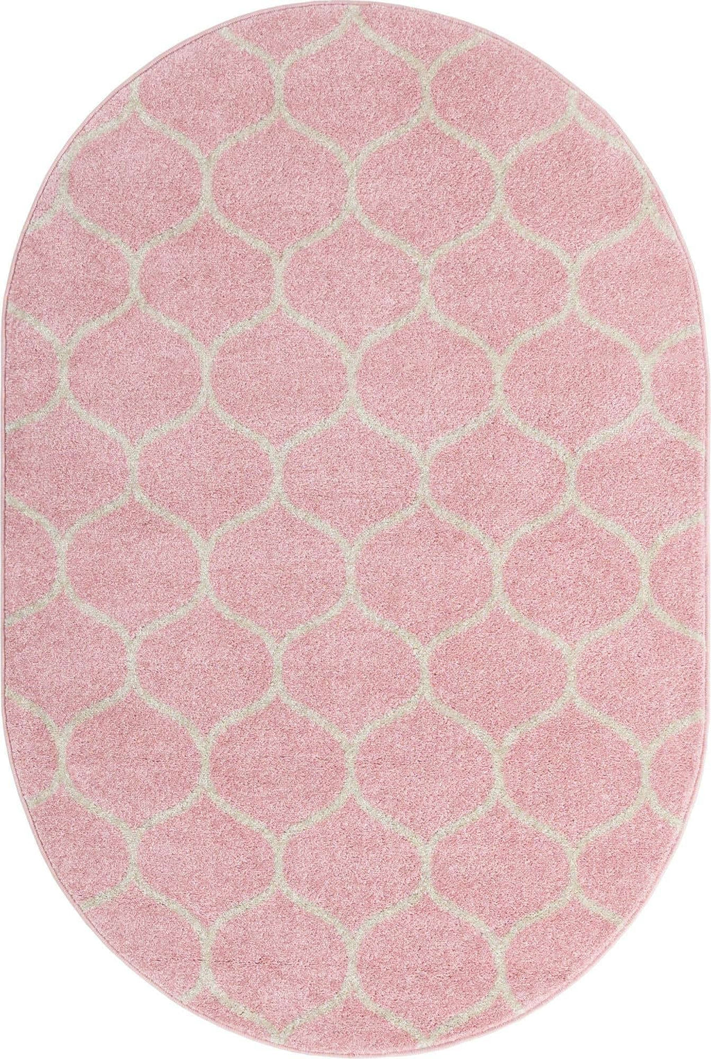Unique Loom Trellis Frieze Collection Area Rug - Rounded (4' x 6' Oval, Light Pink/ Ivory)