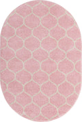 Unique Loom Trellis Frieze Collection Area Rug - Rounded (4' x 6' Oval, Light Pink/ Ivory)