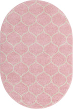 Unique Loom Trellis Frieze Collection Area Rug - Rounded (4' x 6' Oval, Light Pink/ Ivory)