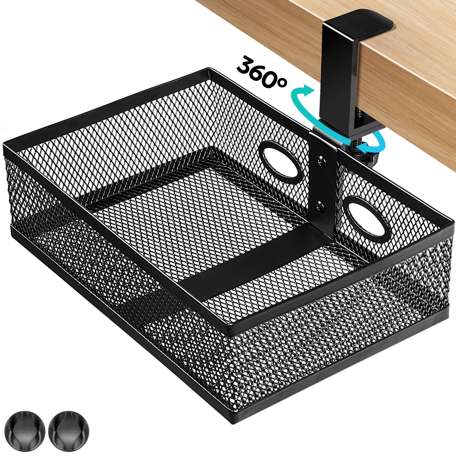 Pulchrum Under Desk Storage Organizer, Clamp-On Swivel Alloy Steel Drawer Hidden Desktop Drawer Basket, Desk Mount Tray Easy To