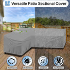 Outdoorlines Waterproof Outdoor Patio Sectional Cover - Uv Resistant & Windproof L-Shaped Patio Furniture Covers For Deck, Lawn And Backyard, 420D Heavy Duty Couch Cover, Right Facing, 104'X83', Gray