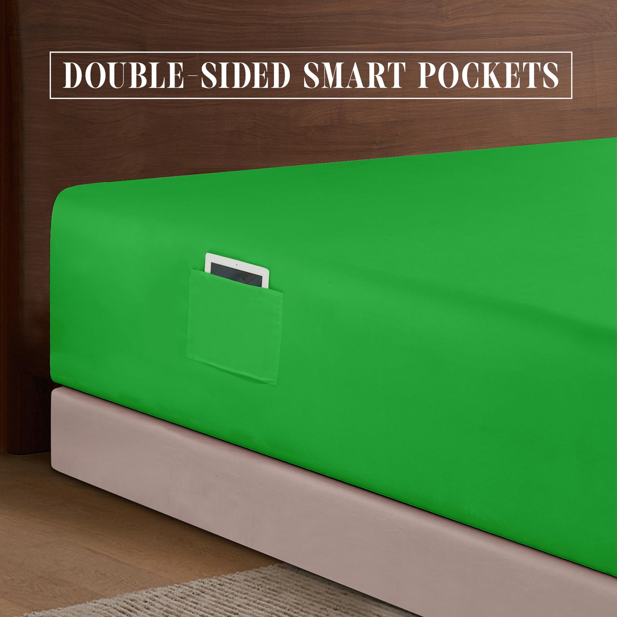 Elegant Comfort 1500 Premium Hotel Quality 18-24 Inches Deep - Extra Deep Pocket Single Fitted Sheet For High Mattress, Luxury And Softest, Smart Pocket - Wrinkle Free, King, Emerald Green
