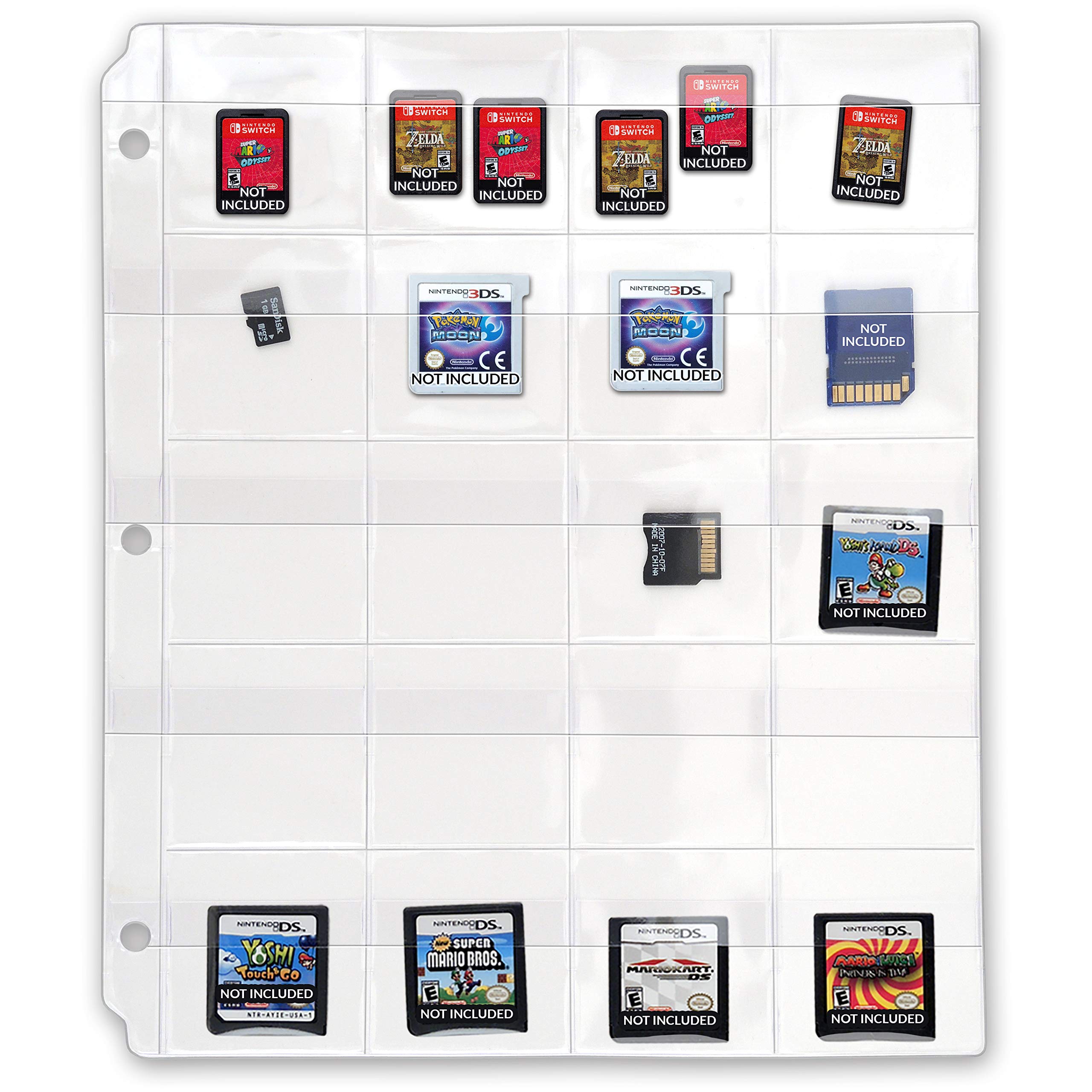 Storesmart - 20 Pocket 3-Ring Binder Pages With Flaps - For Video Game Cards/Cartridges - 10-Pack - Vh1173F-Game-10