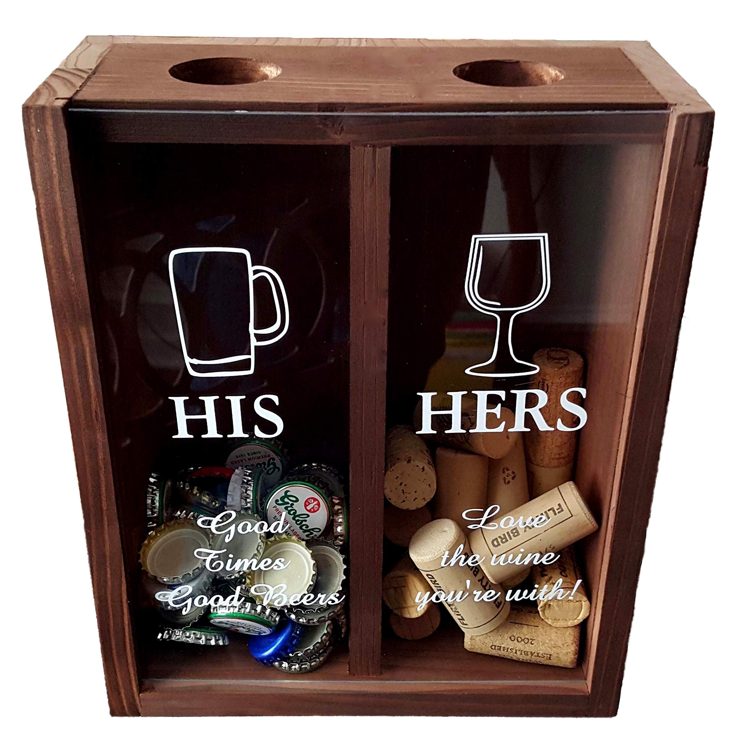 Dondor Enterprises Tic Tac Toe Shot Glass Drinking Game, Beer Bottle Opener Cap Game, His & Hers Wine Cork & Beer Cap Shadow Box