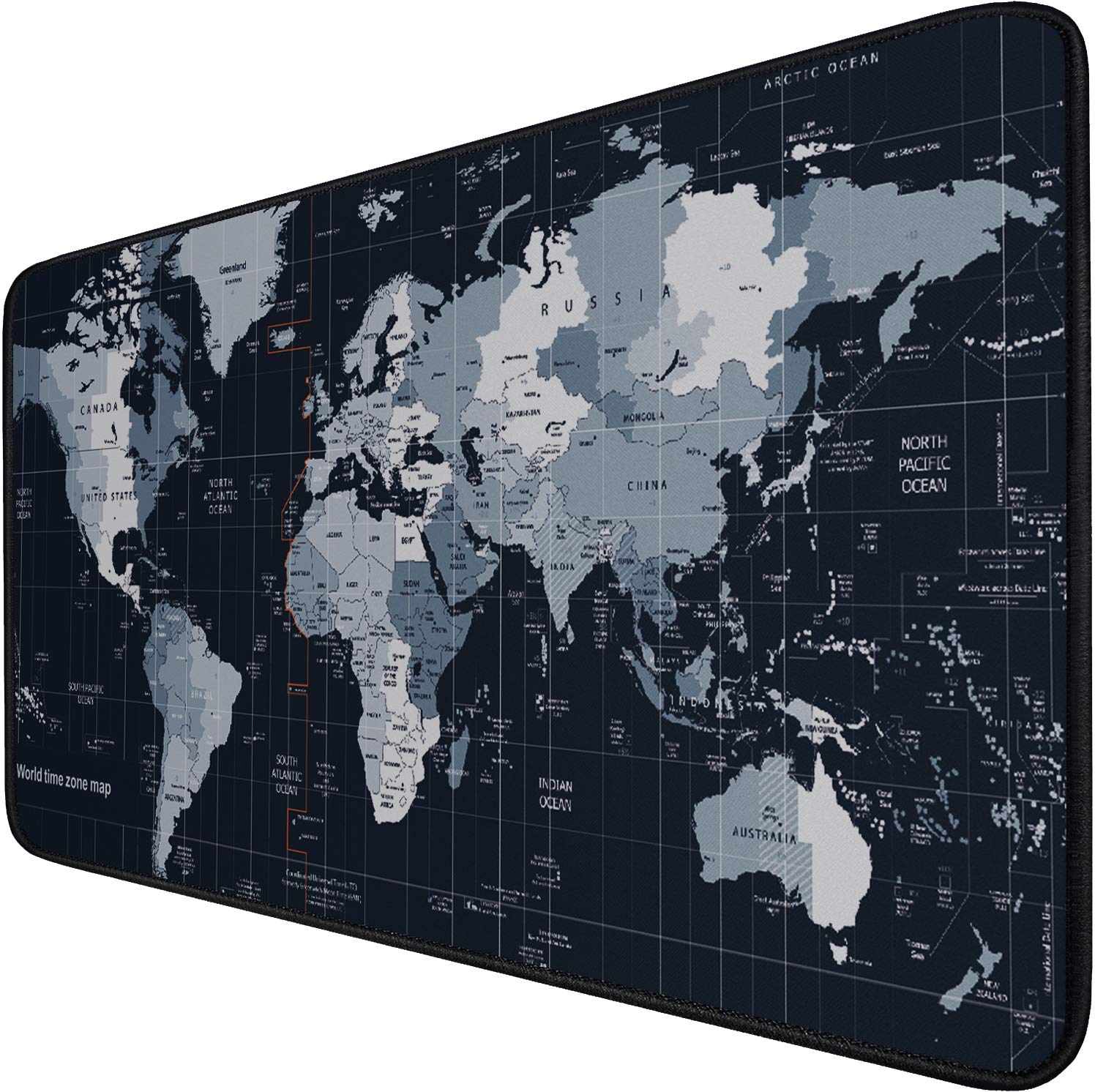 Large Extended Gaming Mouse Pad With Stitched Edges,(35.4X15.7In) Durable Non-Slip Natural Rubber Base, Waterproof Computer Keyb
