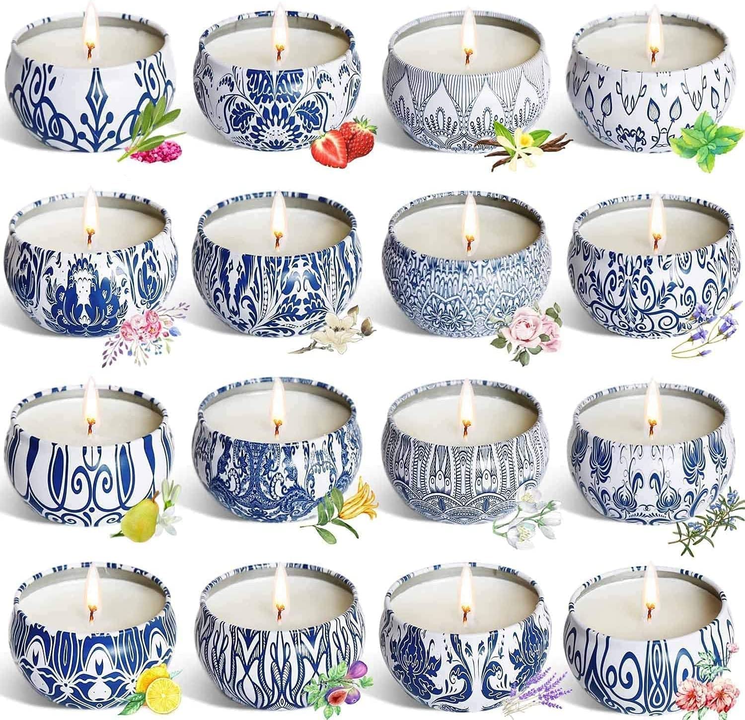 YOROXRG Scented Candles Gifts Set 16 Pack Soy Wax Travel Tin Jar Candles for Home 2.5 OZ Scented Candles for Mom for Christmas, 