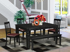 East West Furniture WEAN5-BCH-LC 5 Piece Dining Set Includes a Rectangle Dining Room Table with Butterfly Leaf and 4 Faux Leather Upholstered Chairs, 42x60 Inch, Black & Cherry