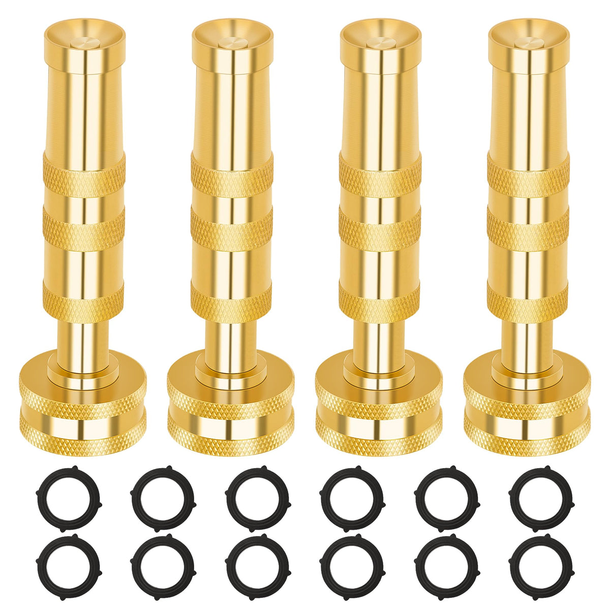 Automan Brass Hose Nozzle - High Pressure Jet Nozzles 4 Pack, Heavy Duty Sprayer For Garden Hoses, Adjustable Spray Gun,Solid Tw