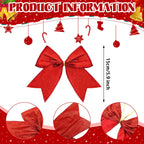 Cindeer 24 Pcs 6 Inch Christmas Bow Decorations Glitter Christmas Wreaths Tree Bow Sequin Ties Xmas Bows For Diy Craft Gift Wrap