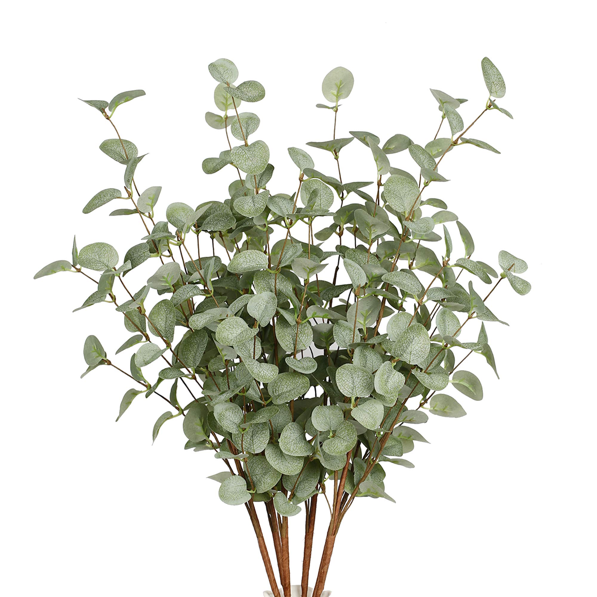 VGIA 6 Pcs Artificial Plants Eucalyptus Stems Eucalyptus Leaf Spray in Green Greenery Stems Silk Plastic Plants Floral for Home 
