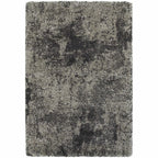 HomeRoots 507862 10 x 13 ft. Abstract Shag Power Loom Stain Resistant Rectangle Area Rug Charcoal Silver & Grey